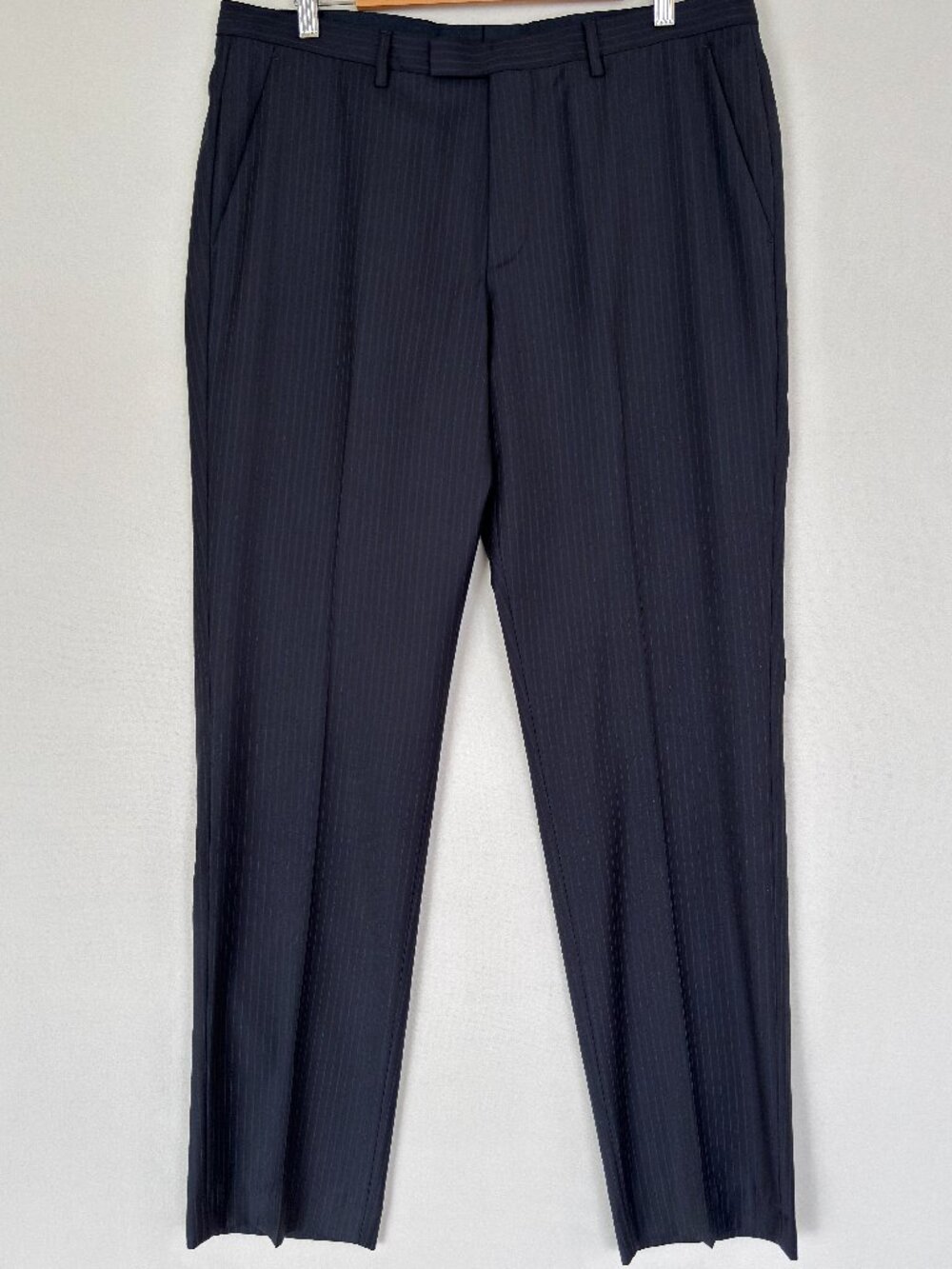 HUGO BOSS James4/Sharp6 Men's Wool Navy Pinstripe Dress Pants 36x33 (Measured)